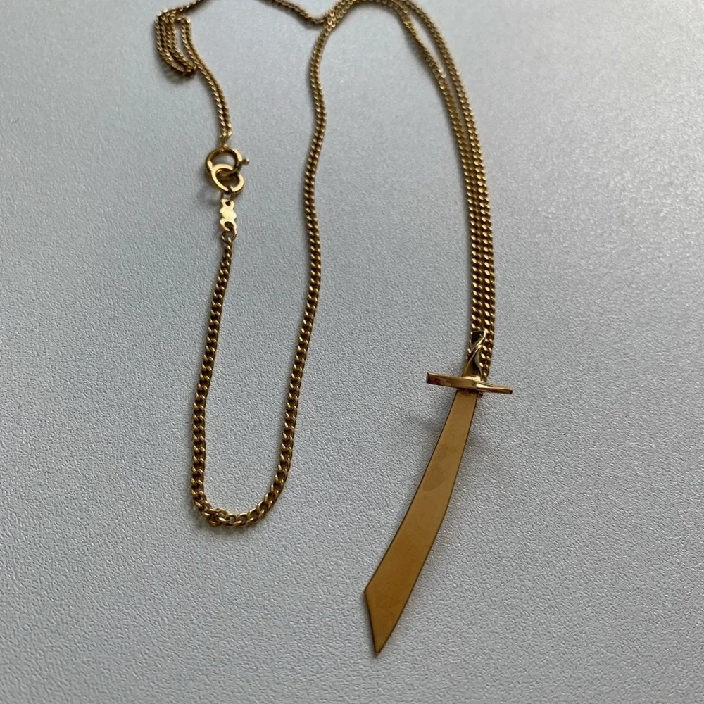 12K Gold Filled Geometric Blade Pendant Necklace